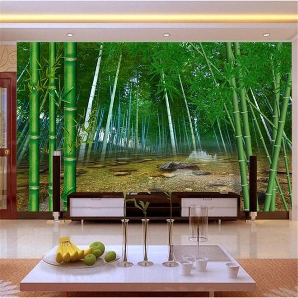 Özelleştirilmiş büyük duvar resimleri moda ev geliştirme bambu orman tv arka plan duvar kağıdı papel de parede
