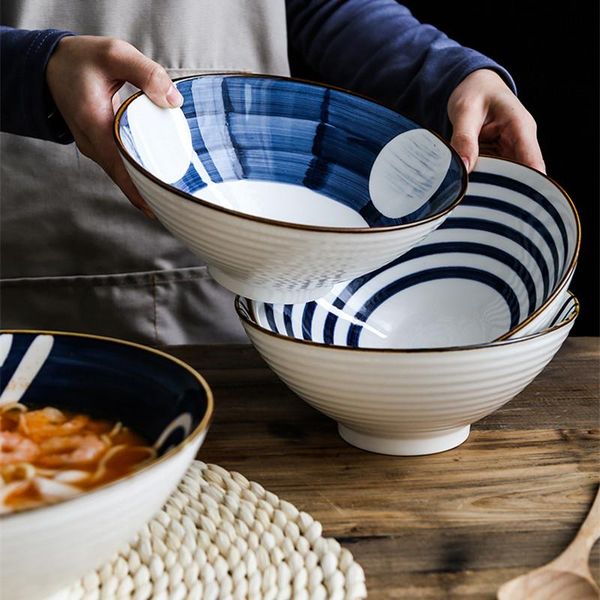 

bowls japanese noodles bowl ceramic soup household single ramen simple round salad