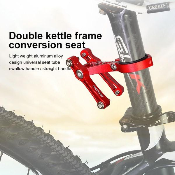 

bicycle double bottle cage conversion seat adapter adjustable bike handlebar kettle holder post mount converter water bottles & cages