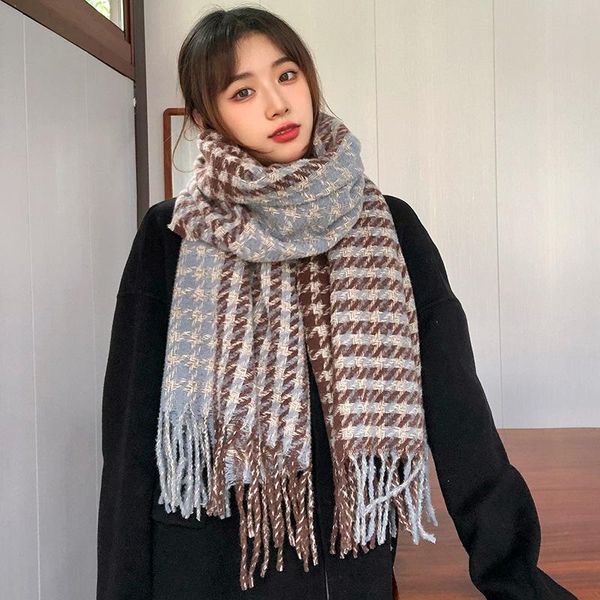 

scarves 2021 designer scarf woman winter fashion women's shawl knitted lattice autumn man shawls, Blue;gray