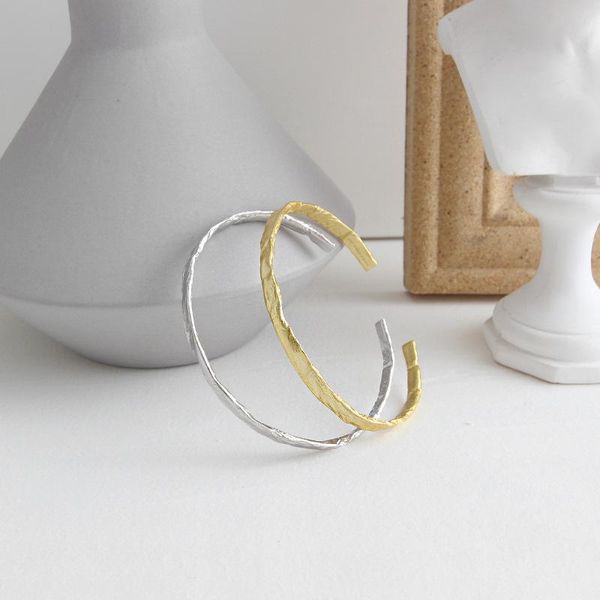

bangle s925 sterling silver bracelet simple and versatile irregular concave gold foil pattern female personality, Black