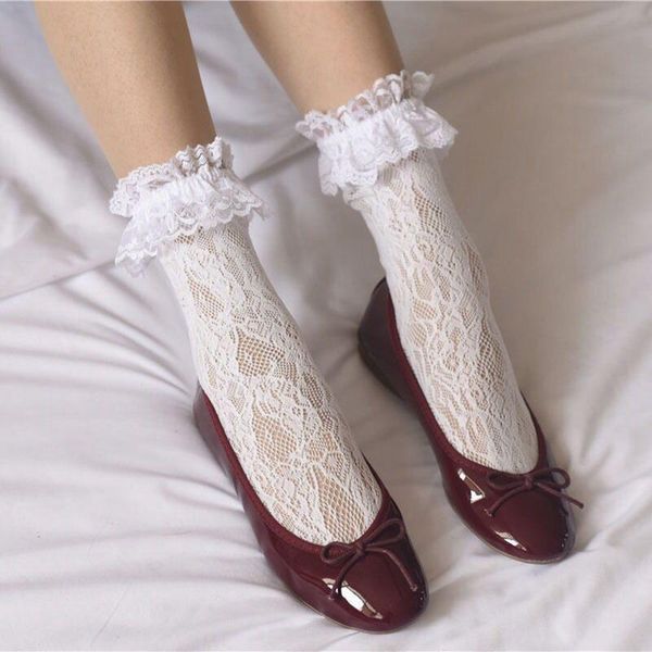 

socks & hosiery japanese style lolita lace flowers hollow out temperament fashion pure color women cosplay accessories, Black;white