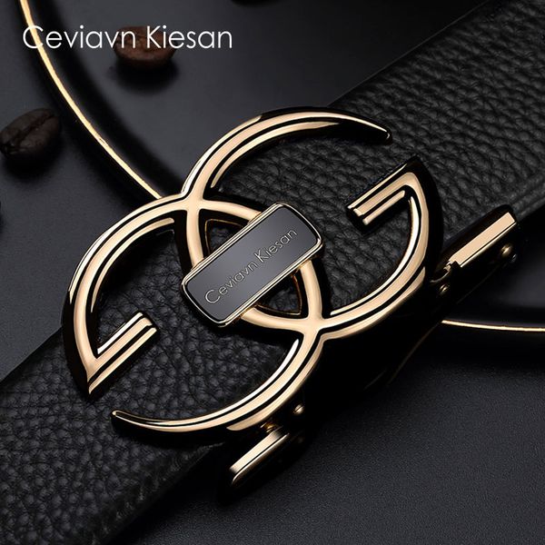 

men's business automatic buckle leather korean letter leisure belt, Black;brown