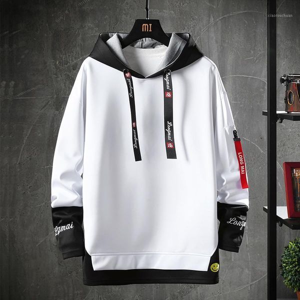 

letter printed mens hoodies 2021 japanese style hip hop casual sweatshirts streetwear male hipster harajuku men's &, Black