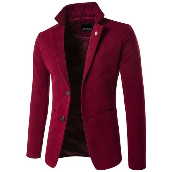 

men's suits & blazers mens woolen suit jackets collar casual fashion jacket men 3colour, White;black