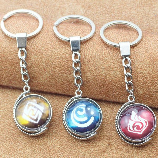 

keychains anime keychain genshin impact vision god's eye mondstadt liyue harbor accessories bag pendant key chain for girl gifts, Silver