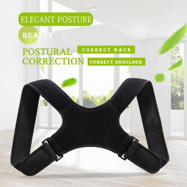 

spine posture men women corrector protection back shoulder correction band humpback pain relief support, Black;blue