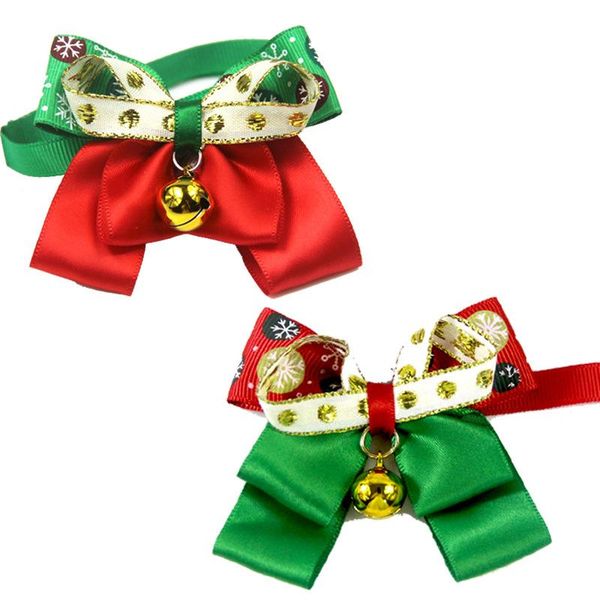 

dog collars & leashes christmas pet bow tie with golden bells supplies factory direct sales cat accessories