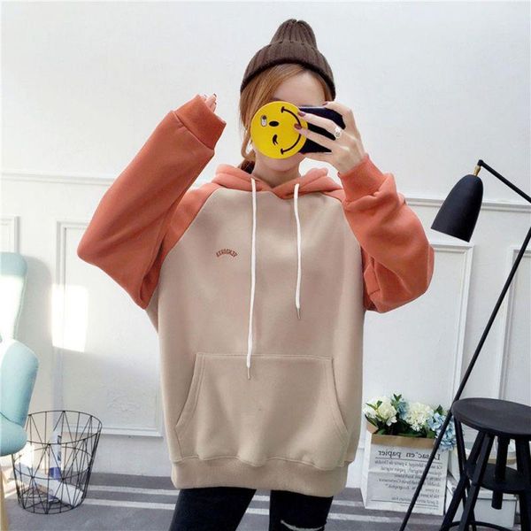 

women's hoodies & sweatshirts women velvet warm letter drawstring pullover hoodie long sleeve casual winter autumn loose hooded, Black