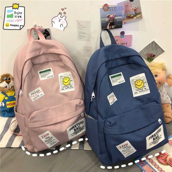 

schoolbag female korean edition splicing large capacity backpack, Blue;pink