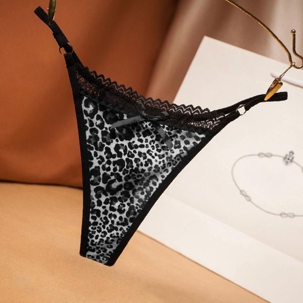 

women's panties womens low rise leopard briefs lingerie hollow out lace patchwork g-string underwear bowknot front ultra-thin thong, Black;pink