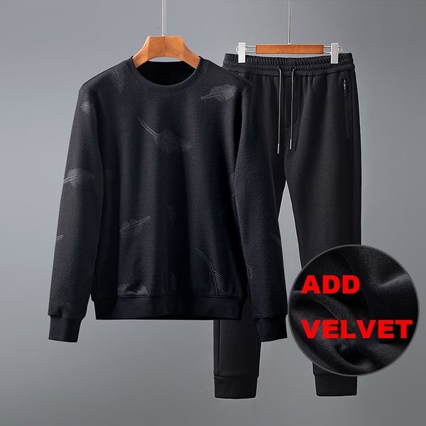 

tracksuit shirt veet sets (sweatshirt+pants) luxury autumn winter casual sports male suits fashion slim fit jacquard mens hoodies, Gray