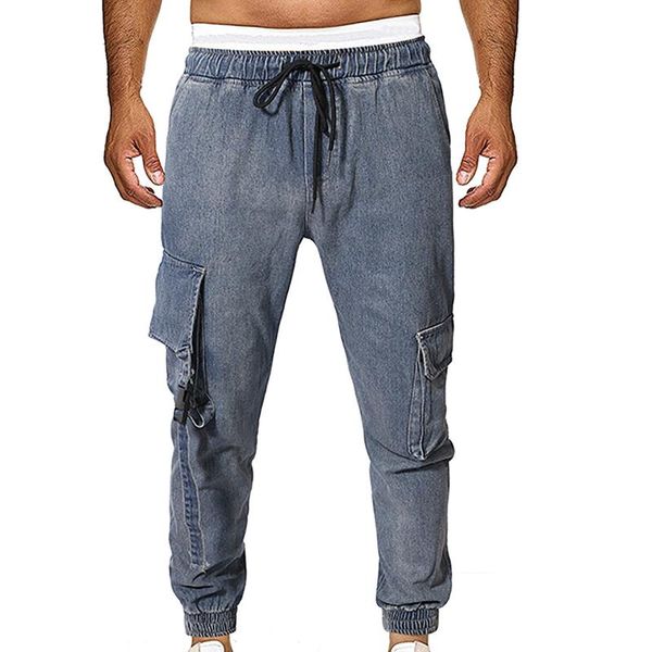 

men's pants jeans multi-pocket overalls casual plus size trousers m-xxxl military jogging blanc pantalon militaire, Black