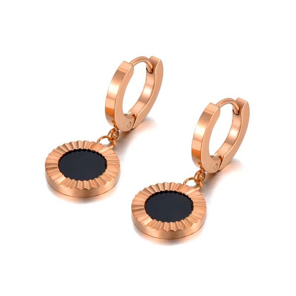 

hoop & huggie vintage style stainless steel black acrylic earrings trendy rhinestone party jewelry for women e20210, Golden;silver