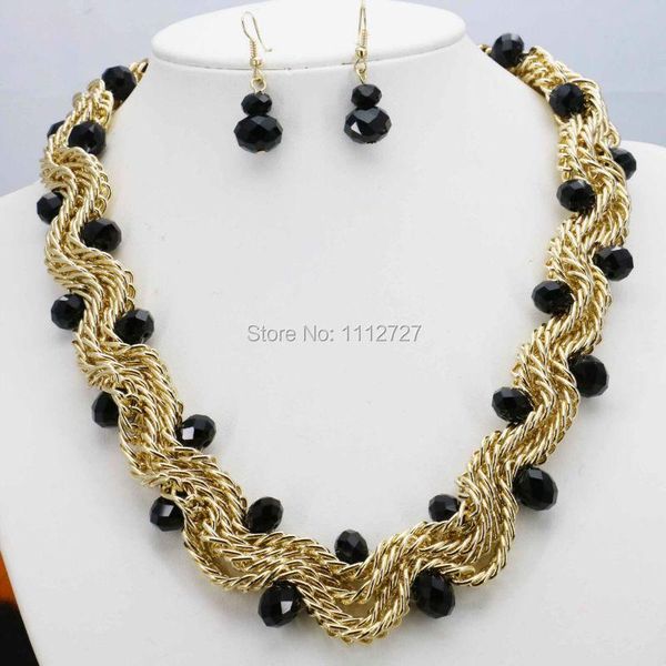 

earrings & necklace ornaments chain glass crystal beads necklaces&earrings sets christmas gifts for women girls 18inch jewelry making, Silver