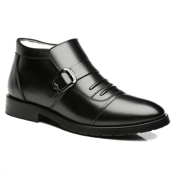 

2021 new men's shoes winter plush warm cotton leather wool antiskid middle-aged and elderly, Black
