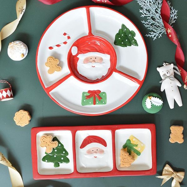 

dishes & plates three dimensional effect santa claus snowman ceramic dessert plate decorative candy western dividing
