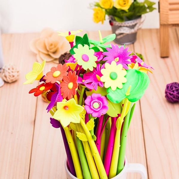 

gel pens 1pc lovely cute flower plant silicone pen kawaii stundent school office stationery supply