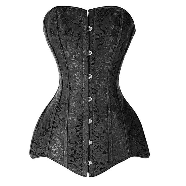 

bustiers & corsets 26 steel double boned overbust long torso gothic waist trainer shapewear cincher plus size corselet, Black;white