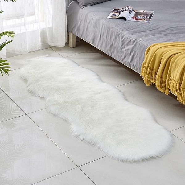 

carpets long plush rugs faux sheepskin fur area rug for bedroom living room floor soft carpet bedside anti-slip mat alfombra