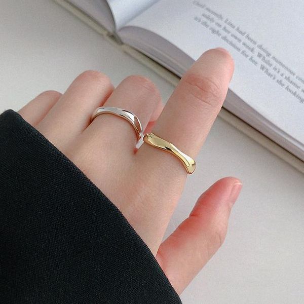 

cluster rings small ring for women men simple stainless mini adjustable finger silver color 925 irregular gold wave jewelry gifts, Golden;silver