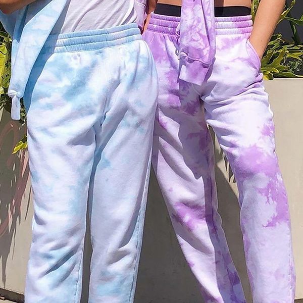 

women's pants & capris oeak pink tie dye print baggy women jogger sweatpants casual loose elastic high waist harem female hip hop stree, Black;white