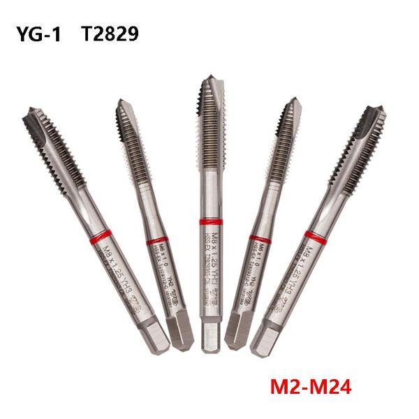 

hand tools original yg-1 t2829 m2-m24 spiral point taps for multi-purpose tapping steel cast iron m3 m4 m8 m10 m12 m14 m16 m18 m20 cnc