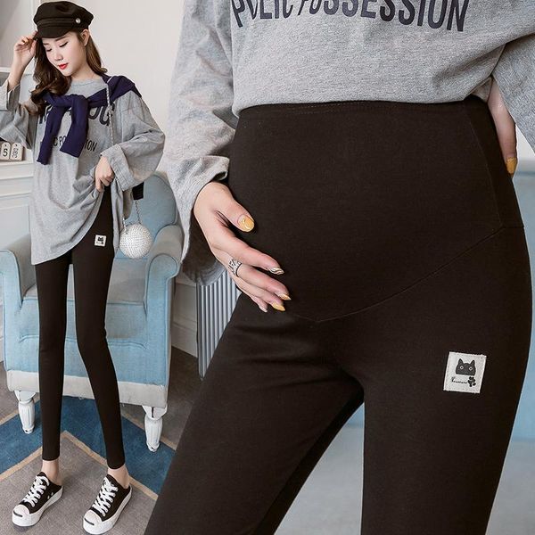 

women's pregnant pants solid color seamless maternity pregnancy trousers female stretch athletic cotton leggings bottoms, White