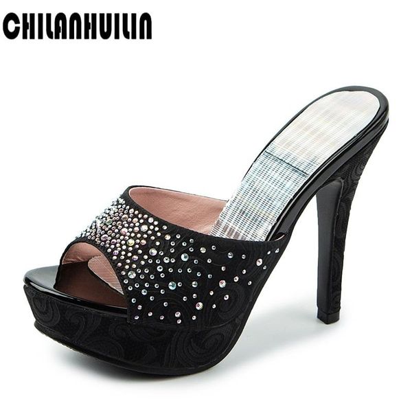 

dress shoes fashion crystal summer women's sandals peep-toe women high-heeled platfrom casual party, Black