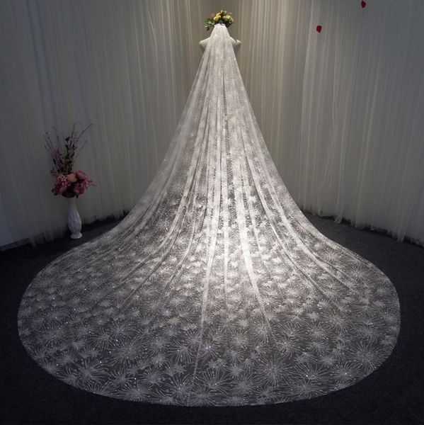 

bridal veils sparkly korean style champagne white wedding veil for bride crystal beaded shinny tulle headwear face 2021, Black