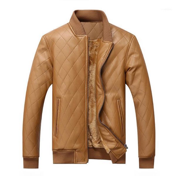 

men's leather jackets winter warm stand collar male coat plus cashmere fashion zipper jacket jaqueta size m-3xl1, Black