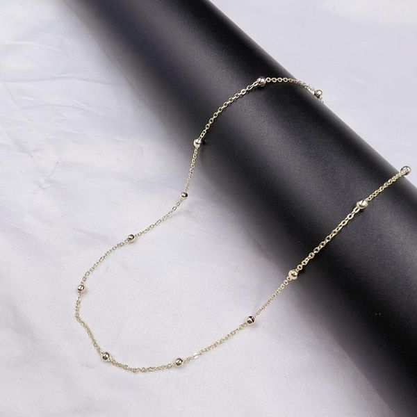 

chokers fashion gold color necklace for women girls simple women's neck chain choker circle charm luxury accessories jewelry gift, Golden;silver