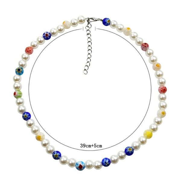 

chains simple short women fashion party colored glass bead necklace collar chain beach travel gift accessories, Silver