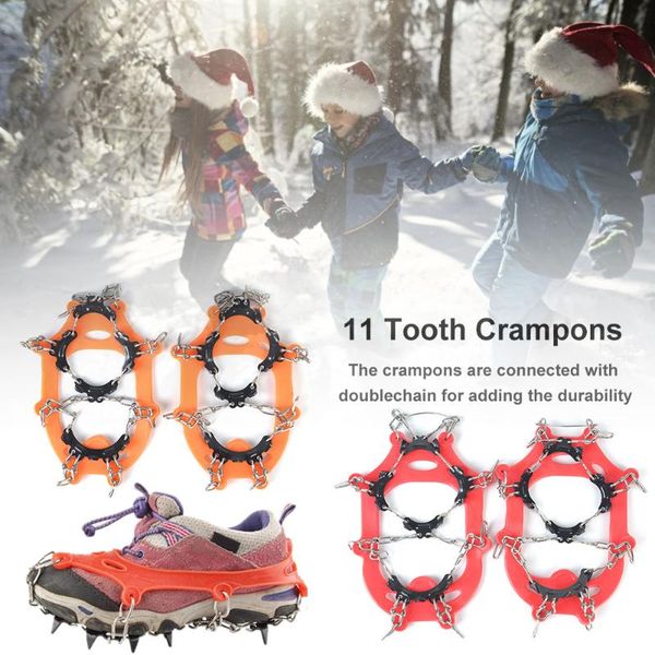 

cords, slings and webbing outdoor climbing antiskid crampons winter walk 11 teeth ice fishing snowshoes steel slip shoe covers for children