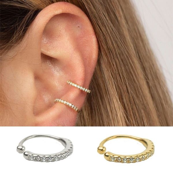 

1pc tiny ear cuff, dainty conch huggie cz non pierced diamond nose ring fashion jewelry women gift, Silver