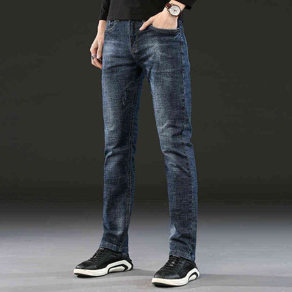 

men's jeans good quality korean version slim fit cotton elastic kiss straight tube jeans trend men's wear, Blue