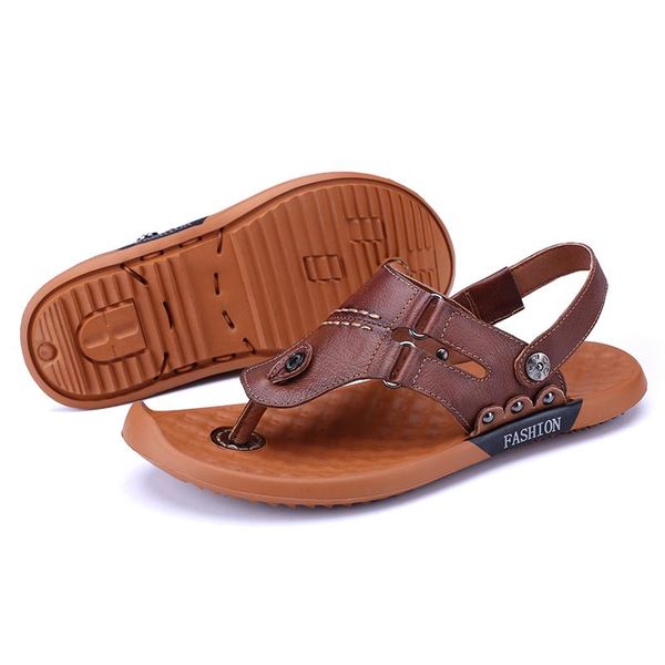 

sandals leather de hollow sommer sandalsslippers flip sandalias sandles for slides transpirables 2021 homme sandalia slapi casual shoes, Black