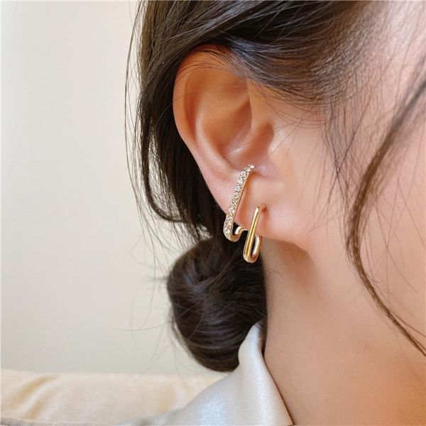 

stud korea fashion jewelry exquisite copper inlaid zircon letter u earrings unusual girl gift elegant women's daily work, Golden;silver