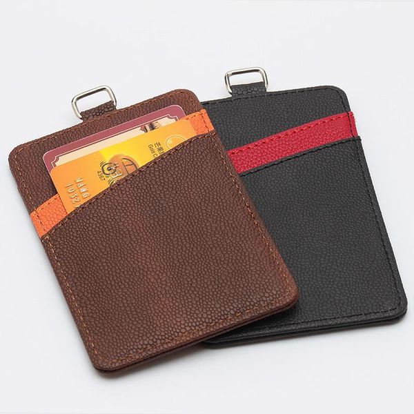 

card holders id holder work name basketball pattern business students badge lanyard case, Brown;gray