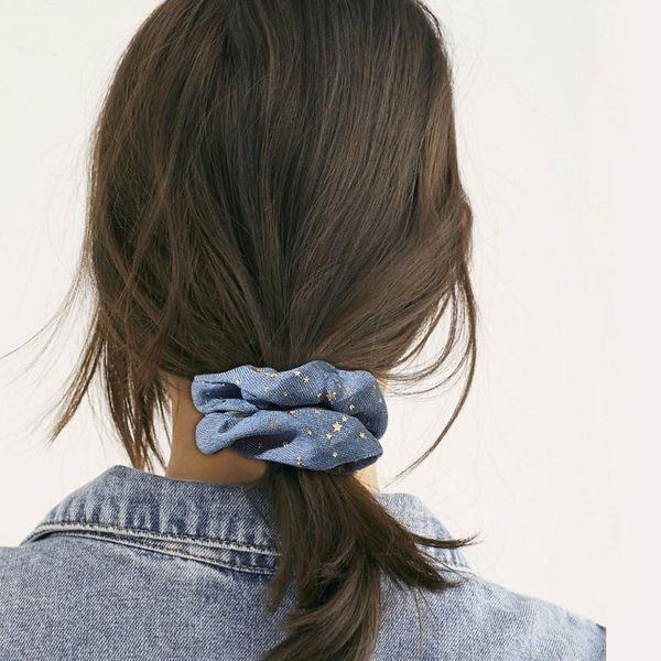 

denim star hair scrunchies girls women bands headwear accessories1