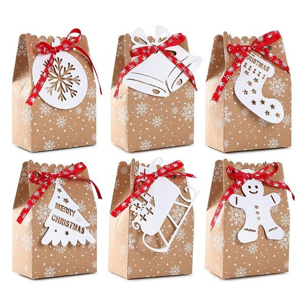 

christmas decorations 24pack goodies bag xmas candy gifts kraft bags with tags for holiday party supplies
