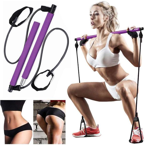 

pilates bar kit with resistance band fitness equipment exercise stick bodybuilding for crossfit bands