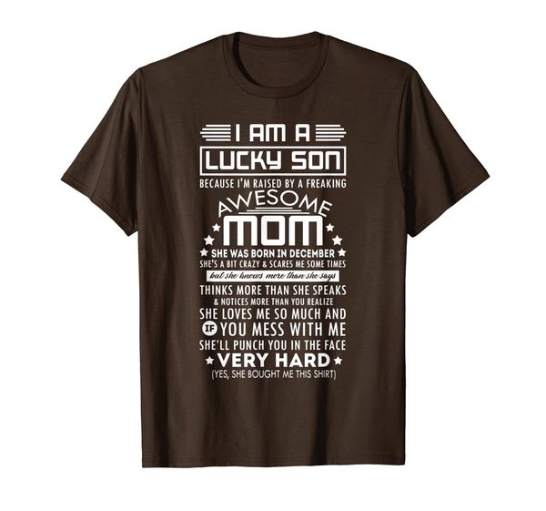 

lucky son of a freaking awesome december mom t-shirt, White;black