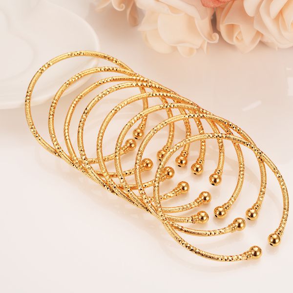 

8 eight pcs bracelet wholesale can open fashion dubai fine bangle solid yellow gold jewelry women africa arab items assemble, Golden;silver