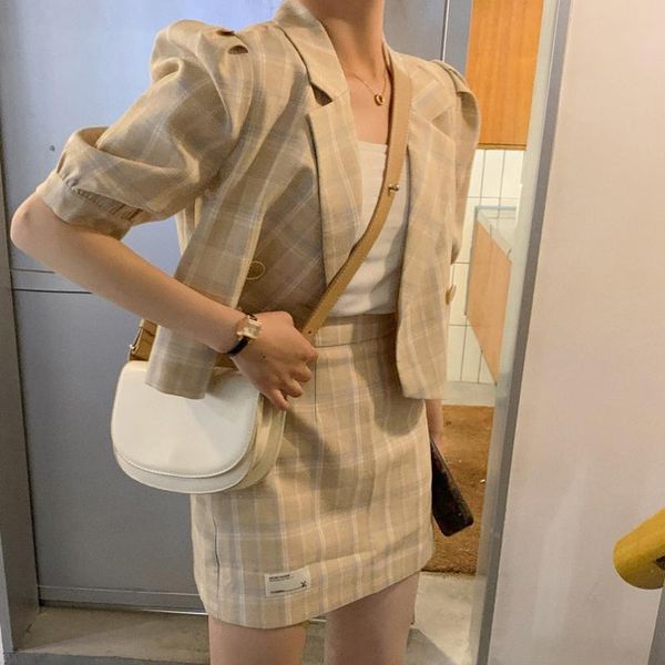 

women's suits & blazers [batino] 2021 summer suit skirt temperament age reducing fashion two piece, White;black
