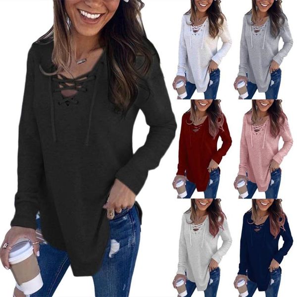 

women's hoodies & sweatshirts women casual solid plain color v neck long sleeve sweatshirt loose pullover hooded for clothing, Black
