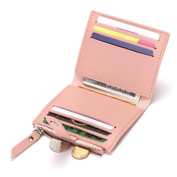 

card holders pooloos pink holder for women with zipper pocket leather small business men wallet hasp red black, Brown;gray