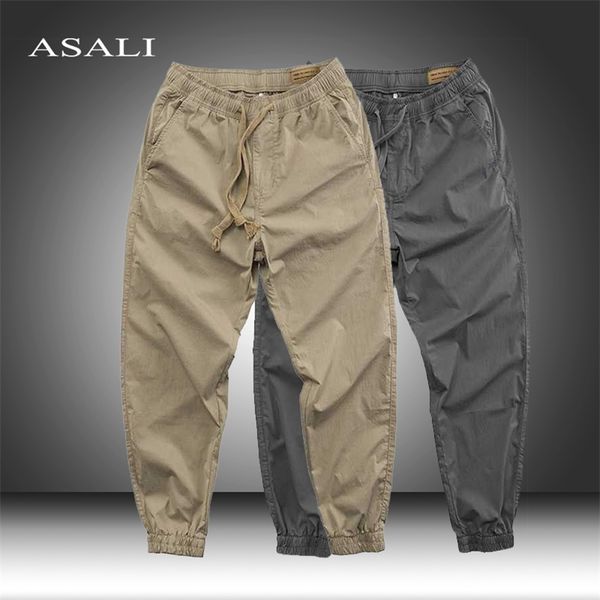 

men's korean style skateboard pants male breathable casual sweatpants pockets elastic waist slim fit stretch sports trousers 210715, Black
