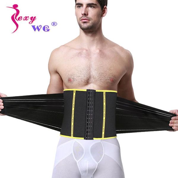 

sport brace waist trainer back support belt men neoprene sauna shapewear fat burning strap slimming underwear cincher, Black;gray