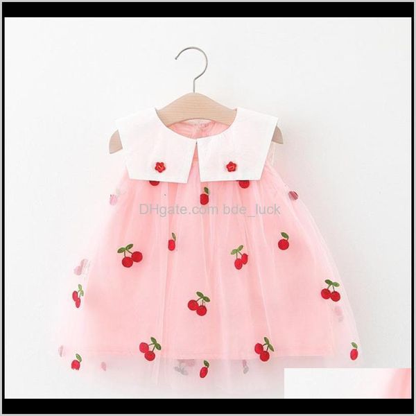 Bambino, maternità estate neonate vestito vestito ciliegie senza maniche abbigliamento abbigliamento cotone stampa floreale tulle carino ragazza infantile vestiti goccia consegna